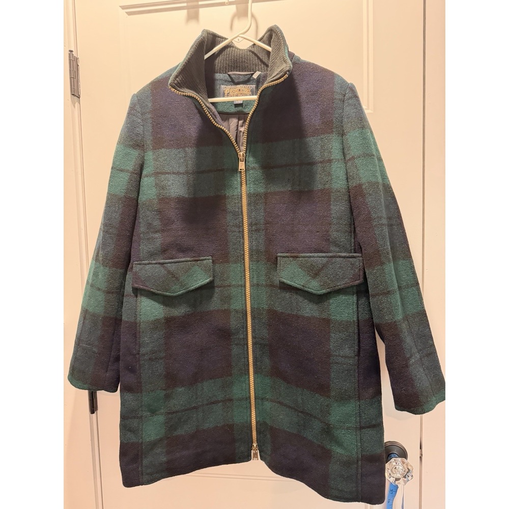 Pendleton Women's L Blackwatch Plaid Wool Blend Zip Jacket Green Navy Quilted - Picture 1 of 7